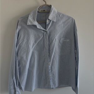 Djerf Avenue Light Blue Striped Casual Shirt